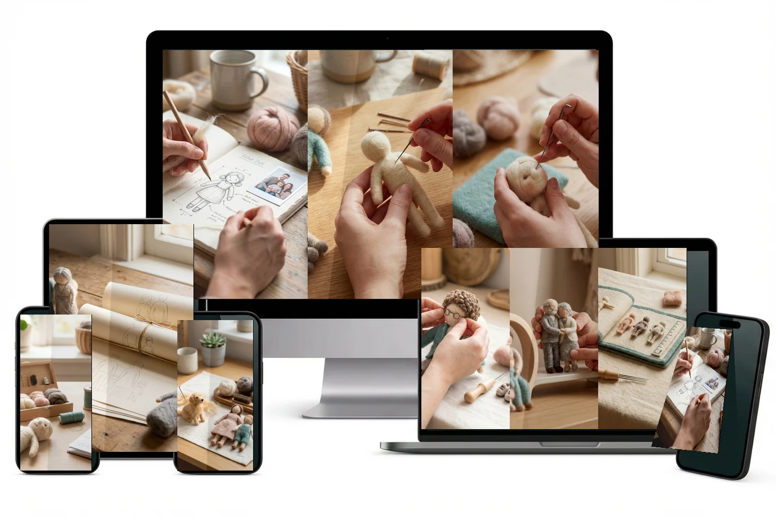 Final product stack with core modules and all 4 bonuses displayed on modern devices